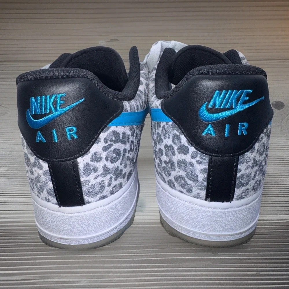 Nike Air Force 1 Low Leopard Print Blue Swoosh DJ6192 001 Mens 9.5 - Picture 5 of 11